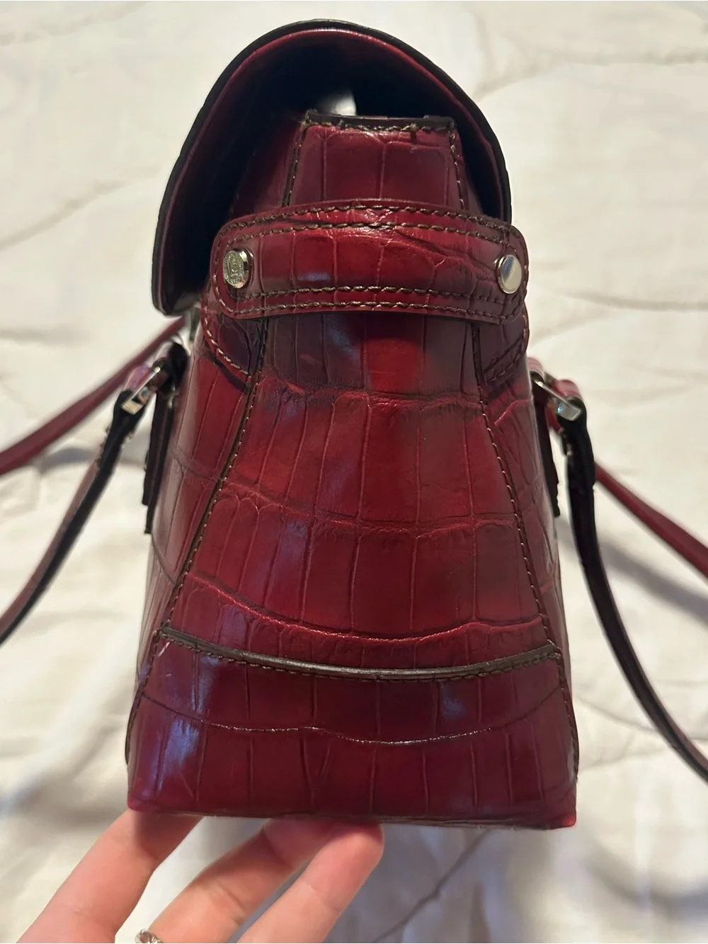 Liz Claiborne Red Croc-Embossed Shoulder Satchel